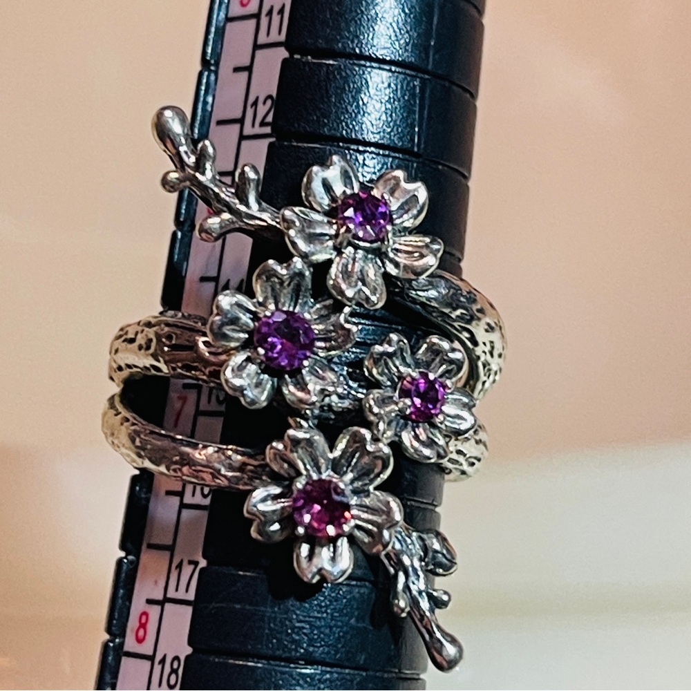 💕Unique Handmade Artisan 925Silver w/Pink Tourmaline North/South Floral Ring!